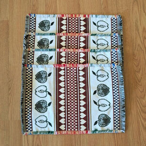 VTG 90s Woven Tapestry Placemats Apple Cottagecore Country Americana Set Of 4